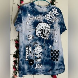 Navy Blue and White Tie dye Graphic Tee